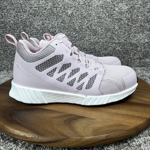 Reebok Fusion Flexweave Womens Size 12M Pink Composite Toe Safety Work Shoes - Picture 2 of 12